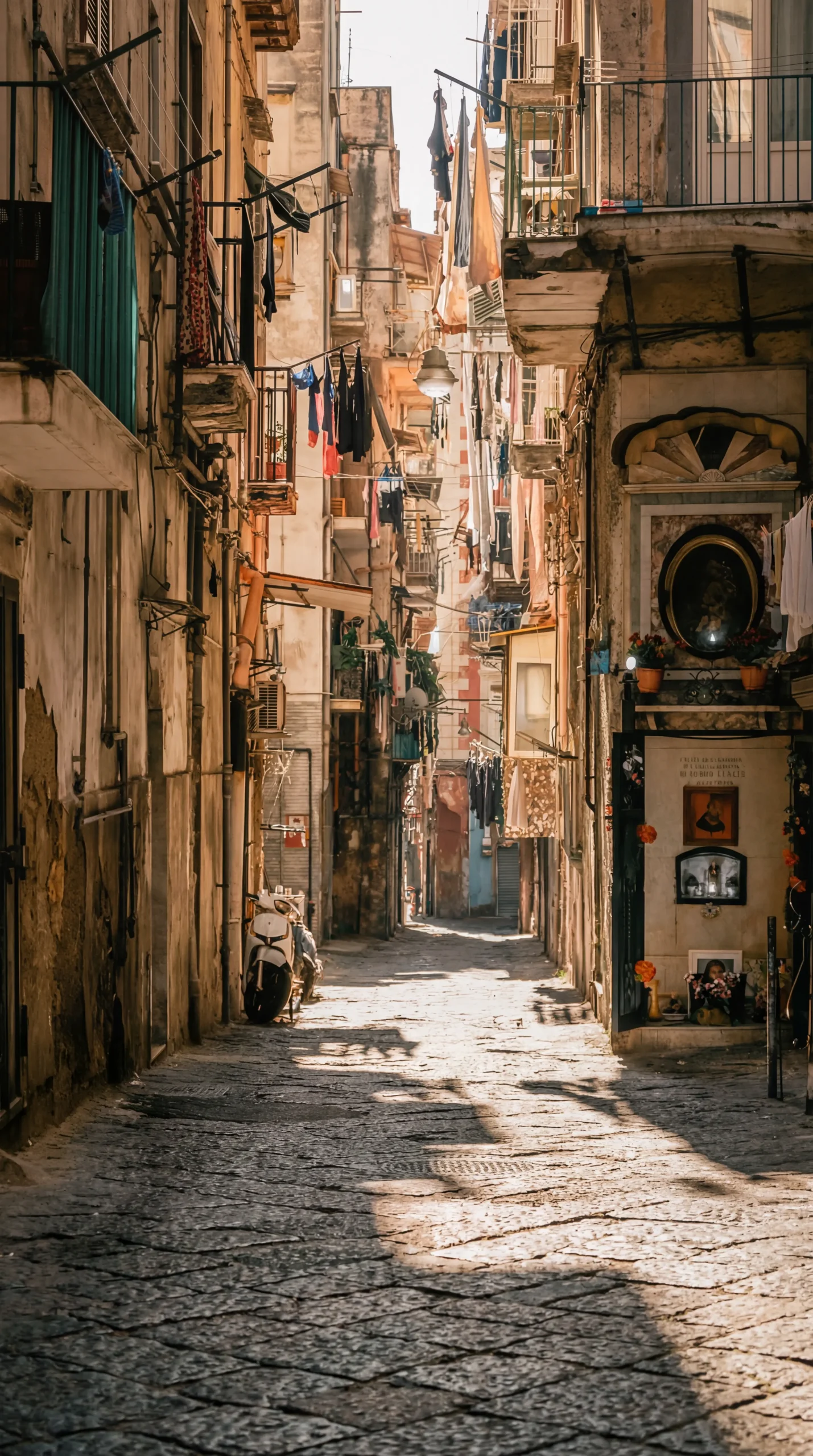 Neapolitan alleyway reflecting the cultural roots of QUOYO craftsmanship