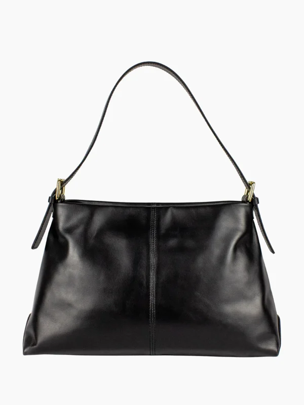 Arc Shoulder Bag — Black Calfskin | QUOYO Handmade in Italy