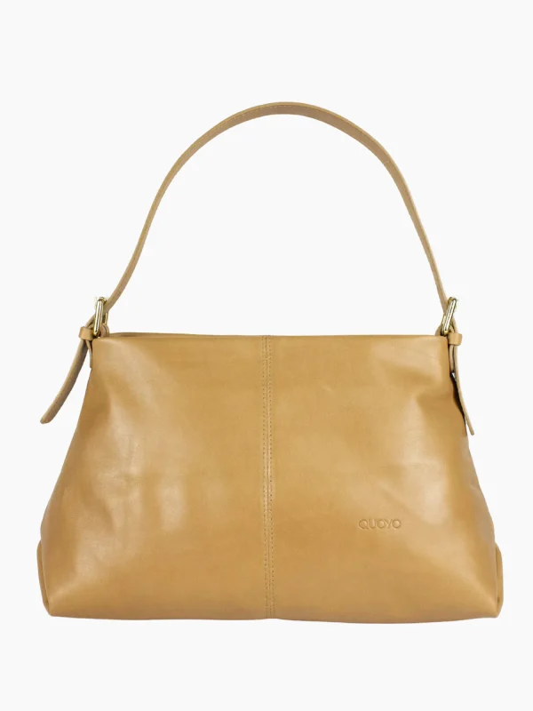 Arc Shoulder Bag — Tan Calfskin | QUOYO Handmade in Italy